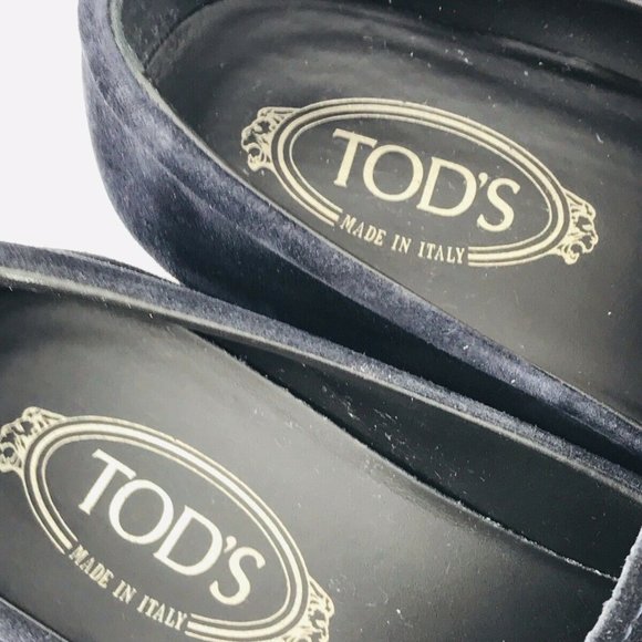 $645 TODS Mens Suede Penny Loafers Navy Blue Slip - Picture 11 of 12